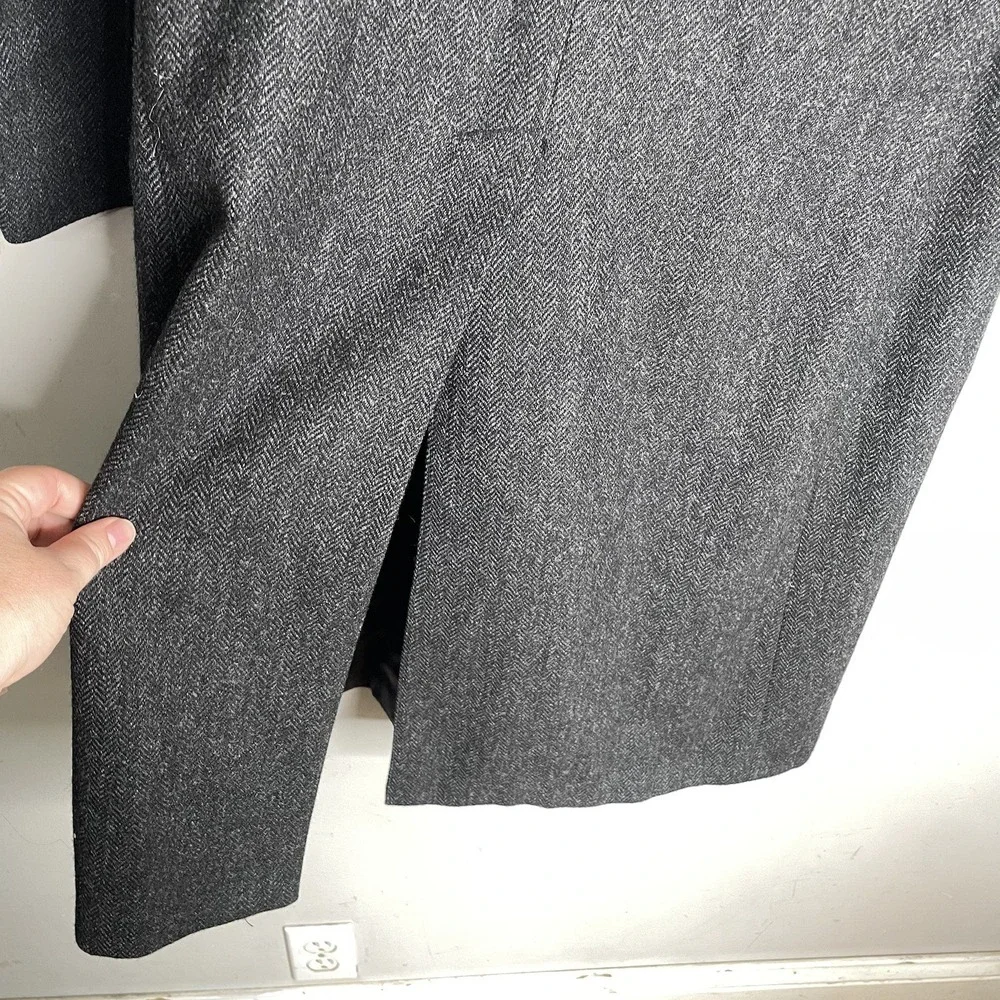 Hart Schaffner‎ Marx Saxony Tweed Wool Herringbone Overcoat Mens 38S Gray